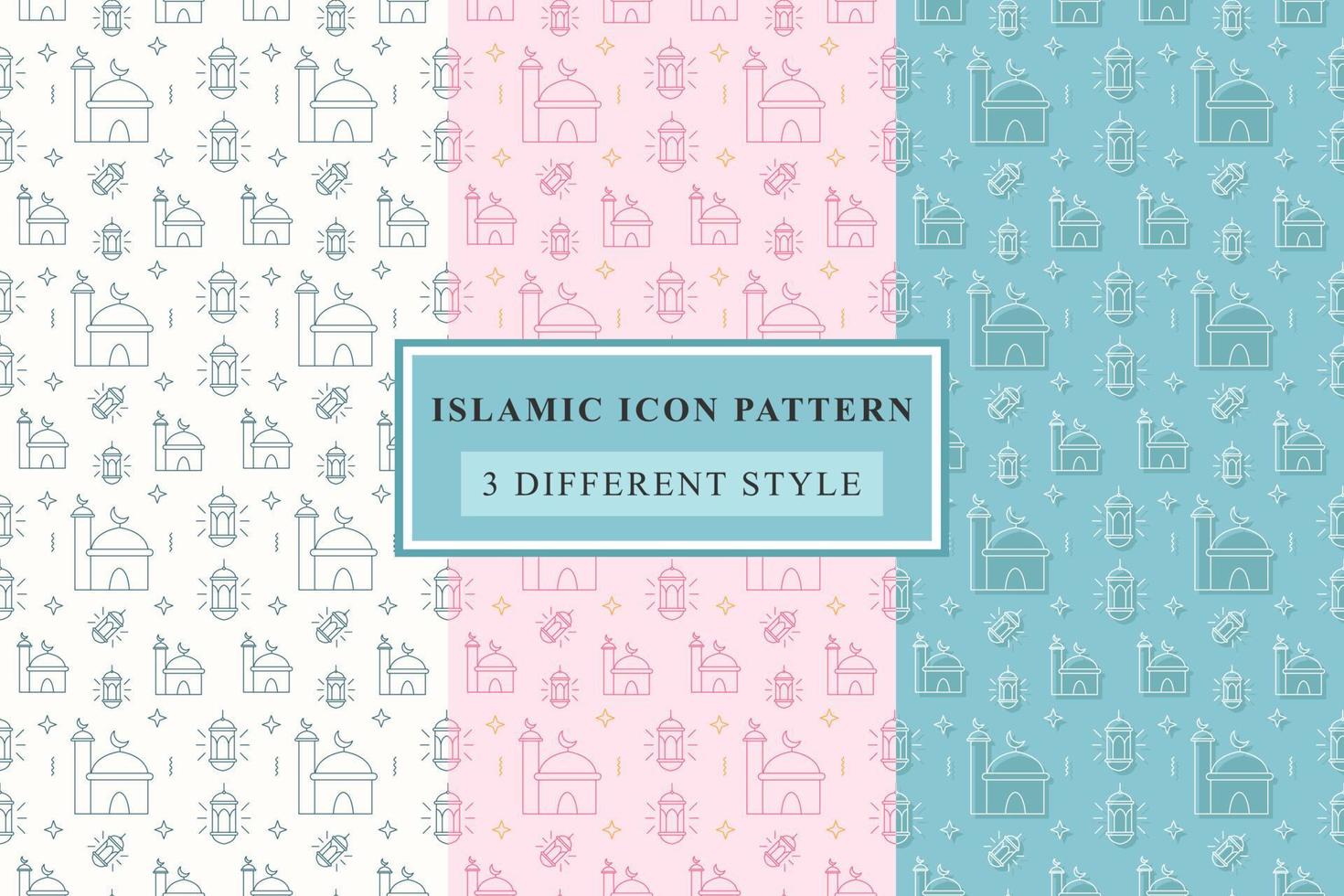 Islamic pattern Thin Line Icons on White Background ramadan design vector