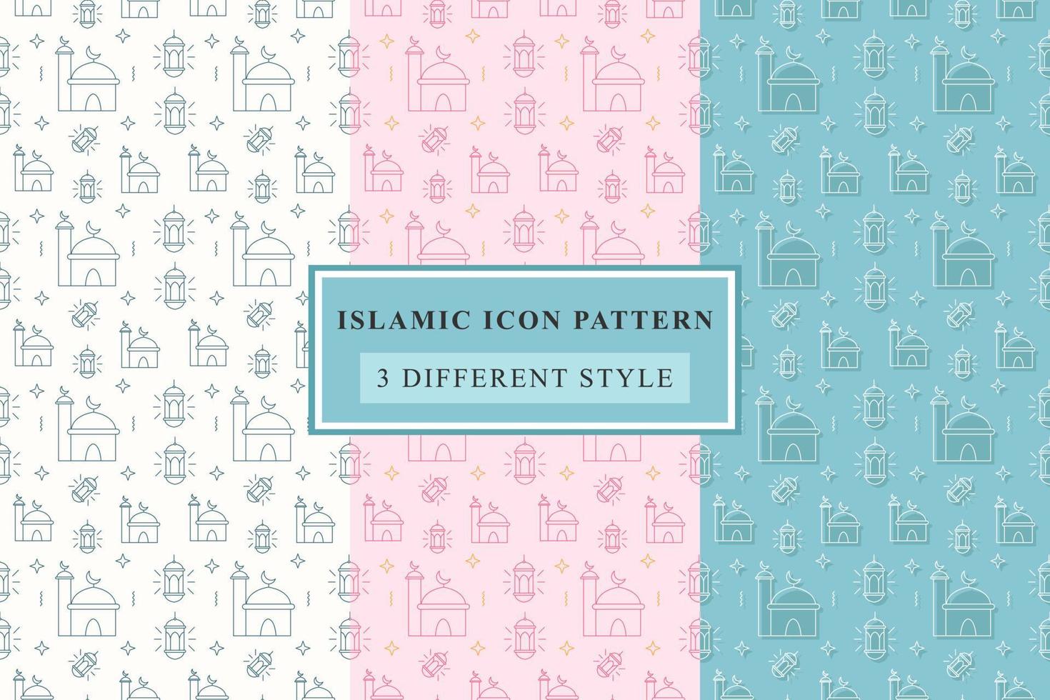 Islamic pattern Thin Line Icons on White Background ramadan design vector