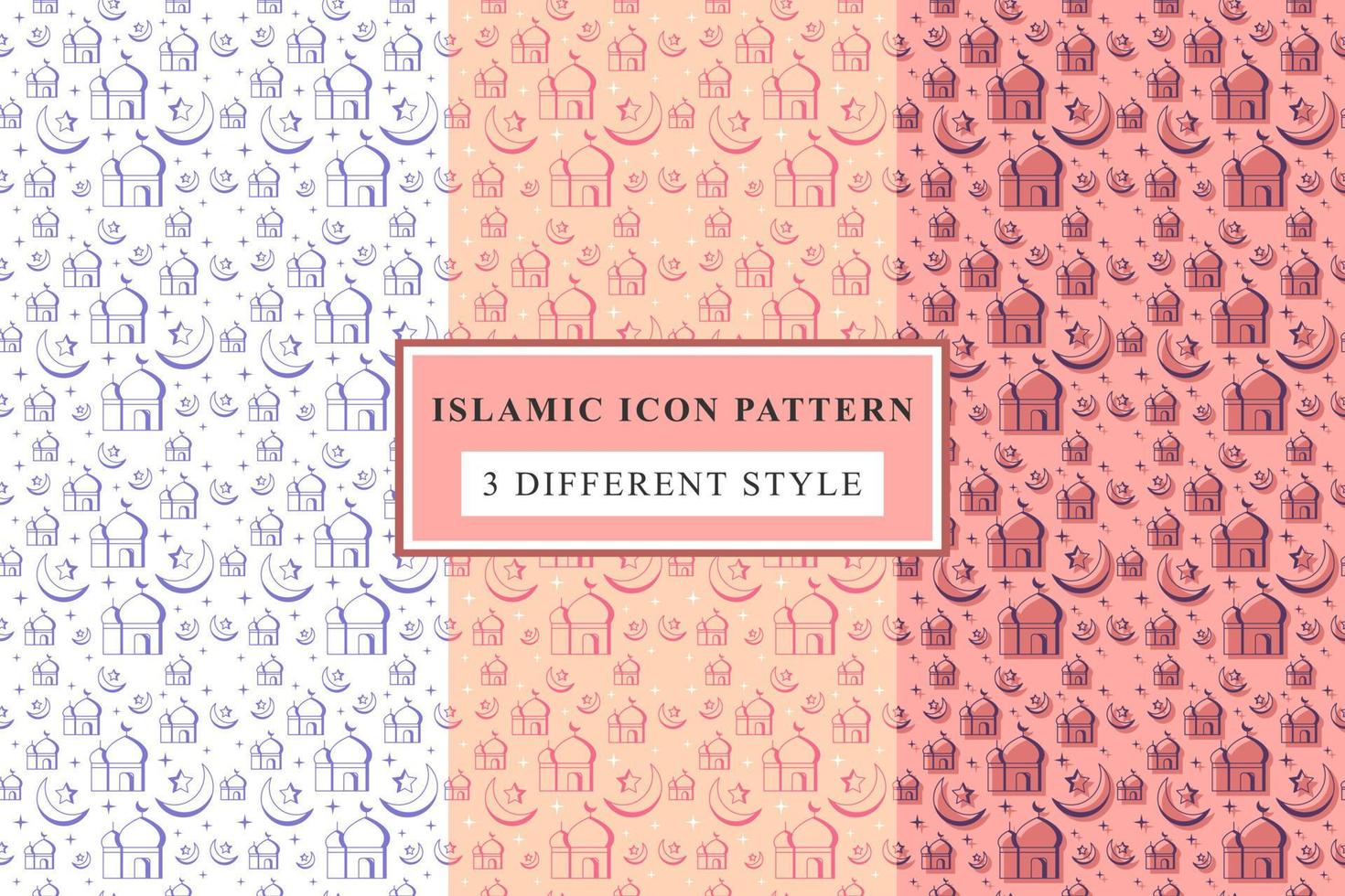 Islamic pattern Thin Line Icons on White Background ramadan design vector