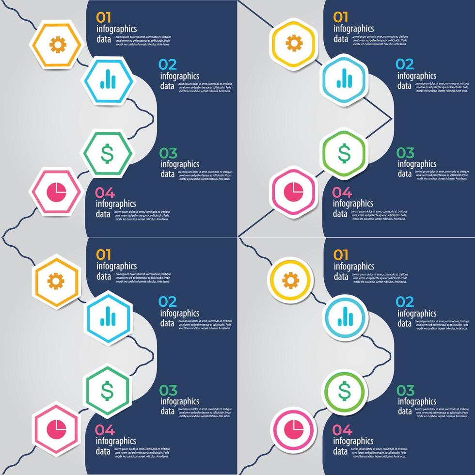 visualización de datos comerciales. diagrama del proceso. elementos abstractos de gráfico, diagrama con pasos, opciones, partes o procesos. plantilla de negocio vectorial para presentación. concepto creativo para infografía. vector