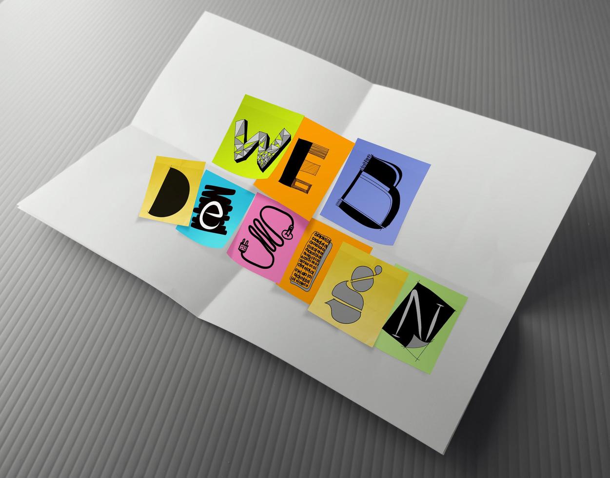 hand drawn web design on sticky note photo