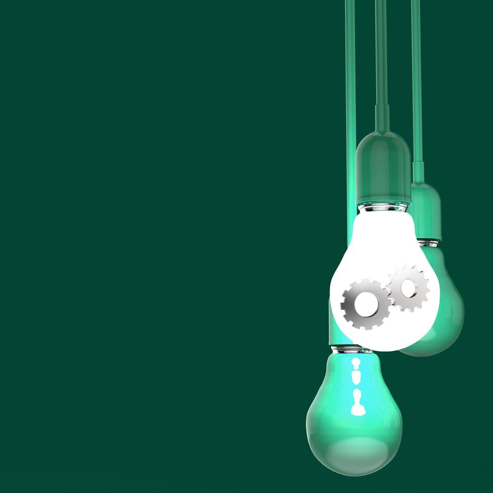 3d light bulb with gears as leadership concept photo