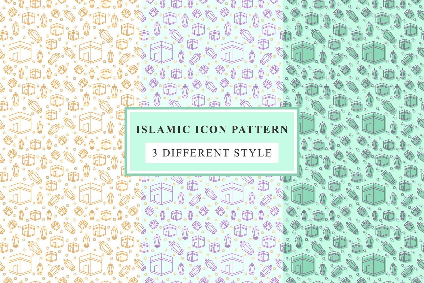 Islamic pattern Thin Line Icons on White Background ramadan design vector