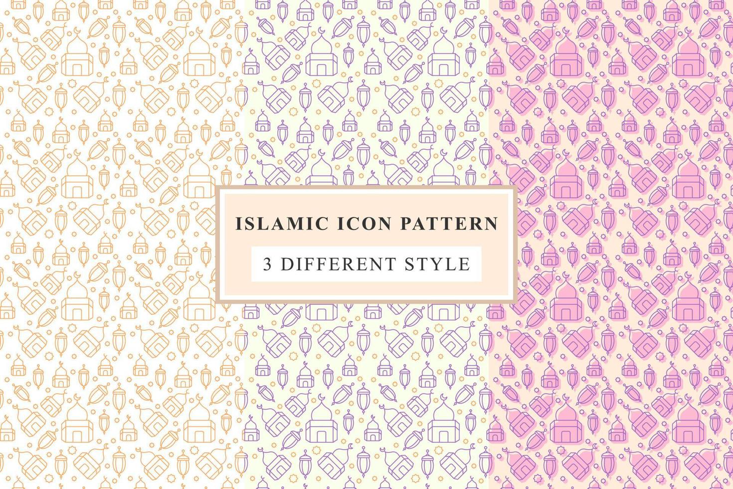 Islamic pattern Thin Line Icons on White Background ramadan design vector