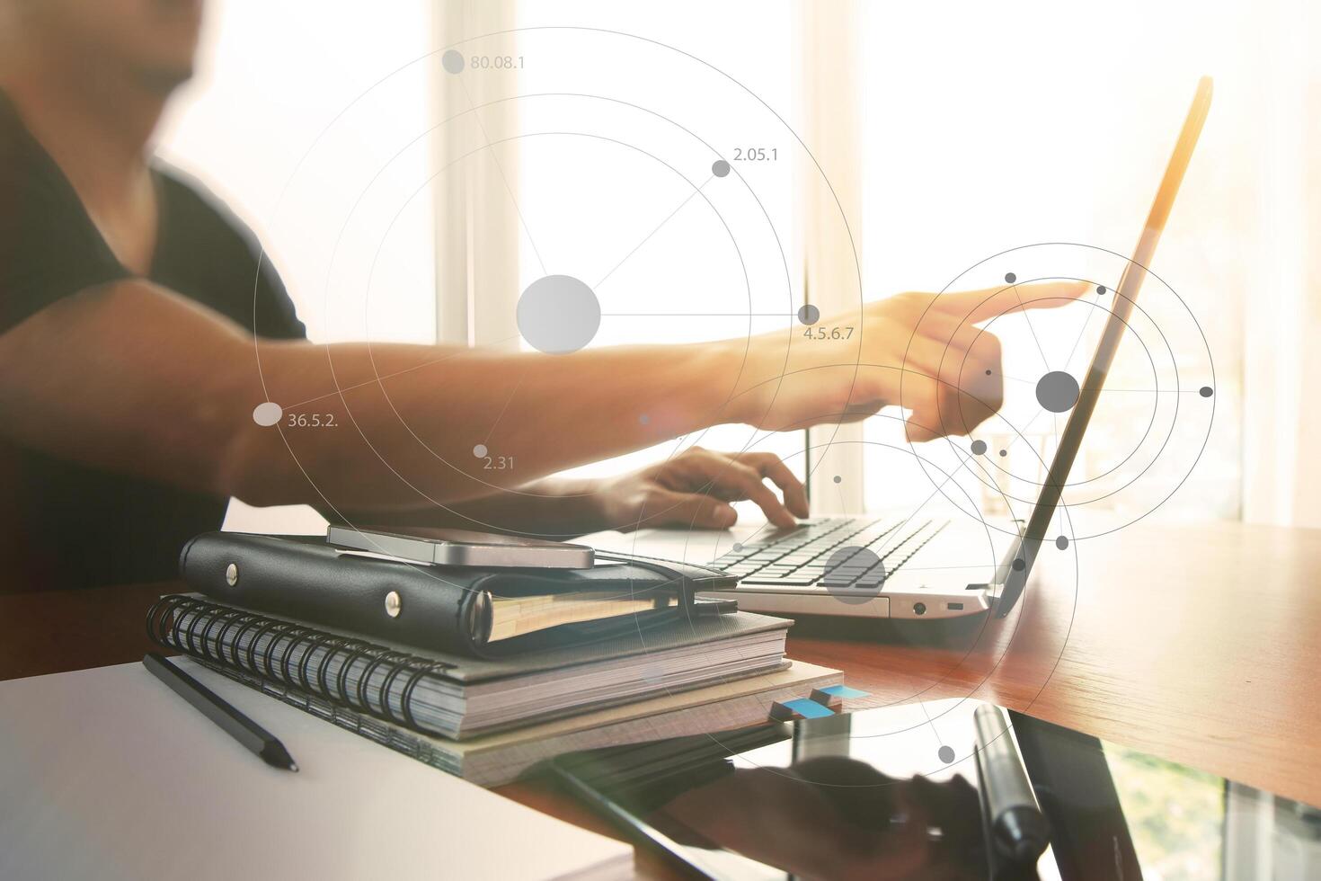 Young creative designer man working at office with computer laptop as concept photo