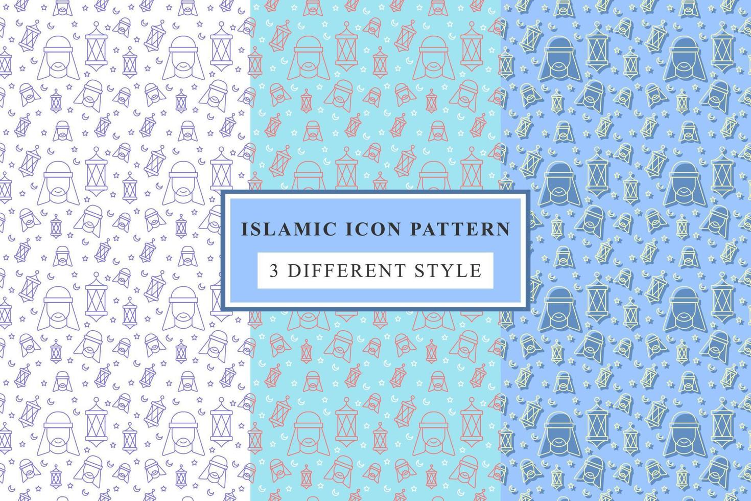 Islamic pattern Thin Line Icons on White Background ramadan design vector