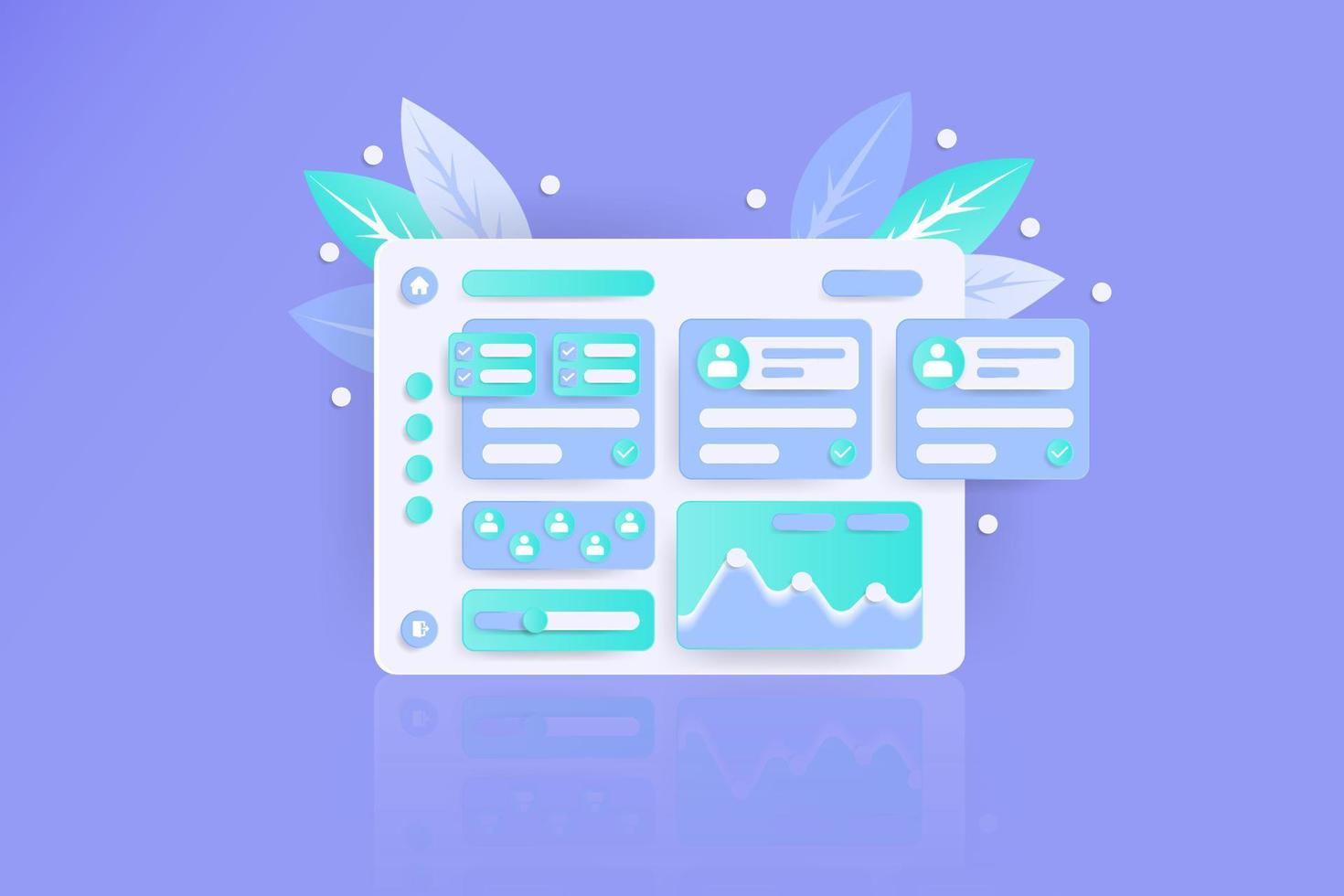 realistic style dashboard website with flat color vector