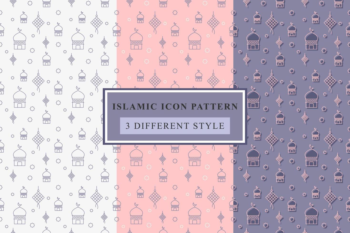 Islamic pattern Thin Line Icons on White Background ramadan design vector