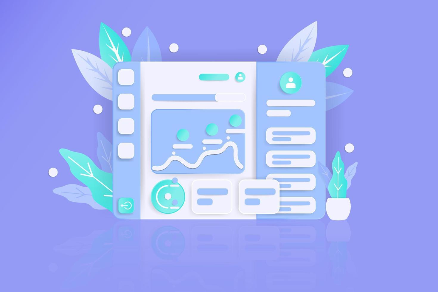 realistic style dashboard website with flat color vector