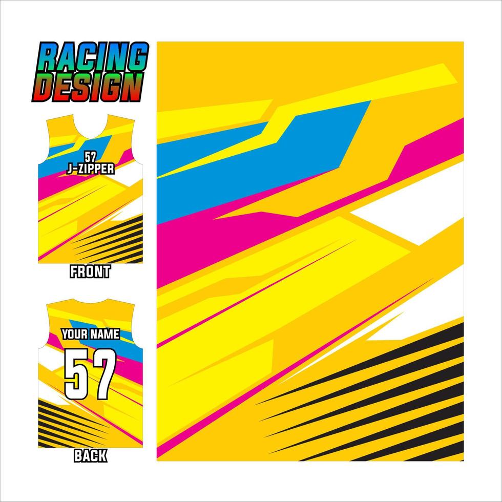 estampado de jersey y diseño sublime para deportes de carreras. ilustración de diseño abstracto colorido para equipo deportivo vector