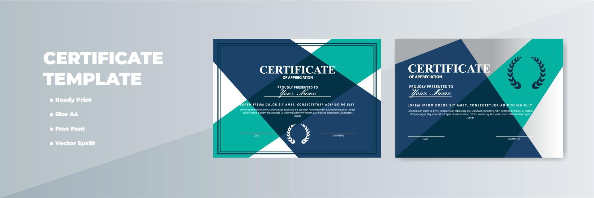 plantilla de premio de certificado de apreciación creativa vector