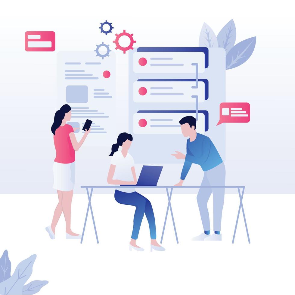 Landing page template. Digital Marketing analyst, marketing business website vector design with cartoon people