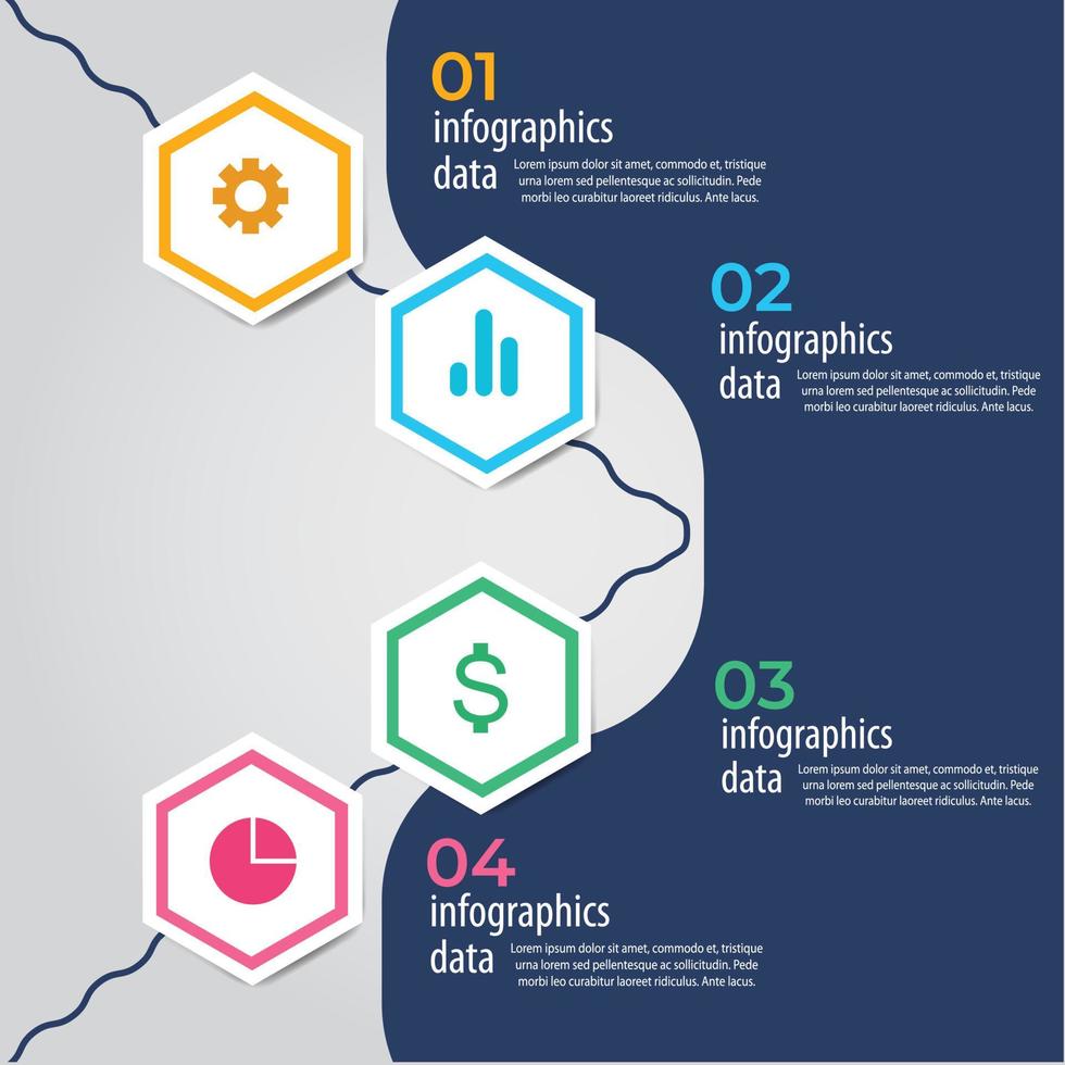 Business data visualization. Process chart. Abstract elements of graph, diagram with steps, options, parts or processes. Vector business template for presentation. Creative concept for infographic.