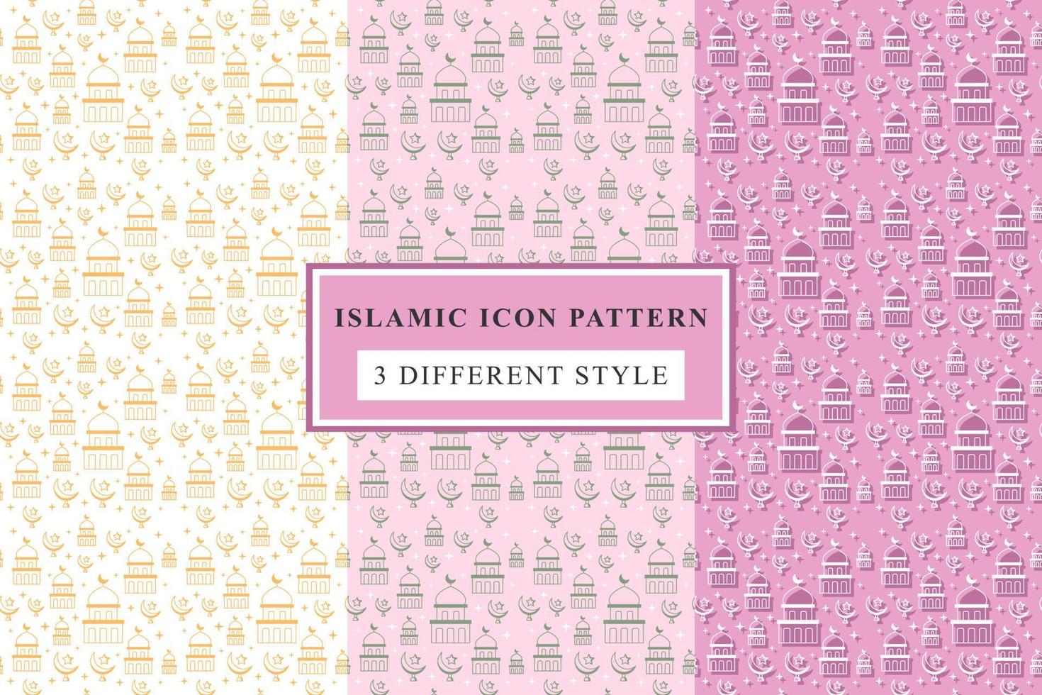 Islamic pattern Thin Line Icons on White Background ramadan design vector