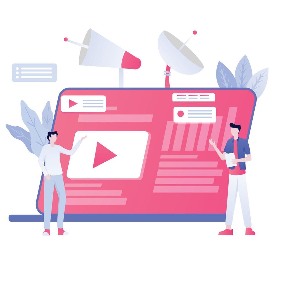 Landing page template. Digital Marketing analyst, marketing business website vector design with cartoon people
