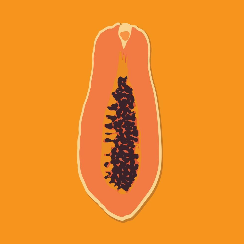 ilustración de papaya medio cortada vector