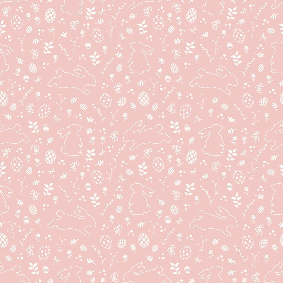 Easter seamless pattern with cute rabbits happy in the garden for festive spring holiday,fabric,textile,print or wallpaper vector