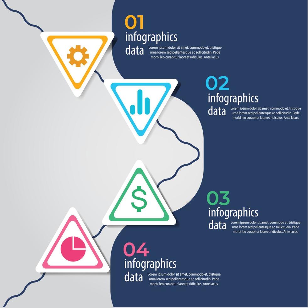 visualización de datos comerciales. diagrama del proceso. elementos abstractos de gráfico, diagrama con pasos, opciones, partes o procesos. plantilla de negocio vectorial para presentación. concepto creativo para infografía. vector