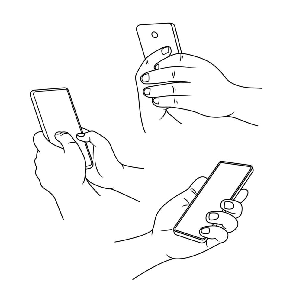 Hand holding smartphone doodle hand drawn vector illustration 5321600 ...