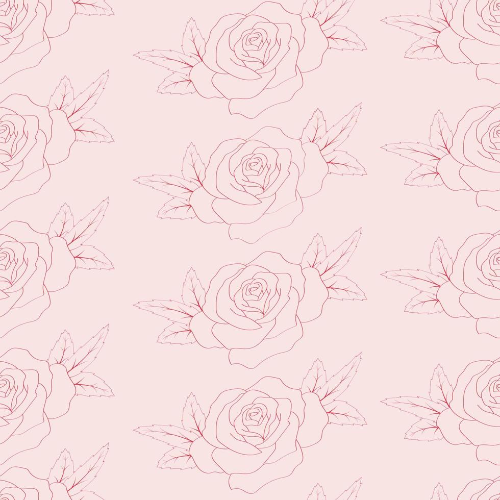 seamless rose pattern  on pink background vector