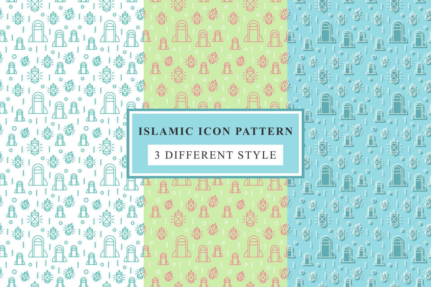 Islamic pattern Thin Line Icons on White Background ramadan design vector