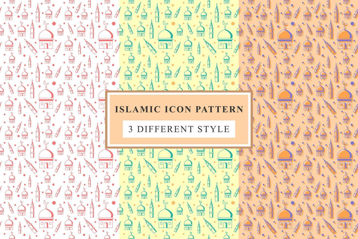 Islamic pattern Thin Line Icons on White Background ramadan design vector