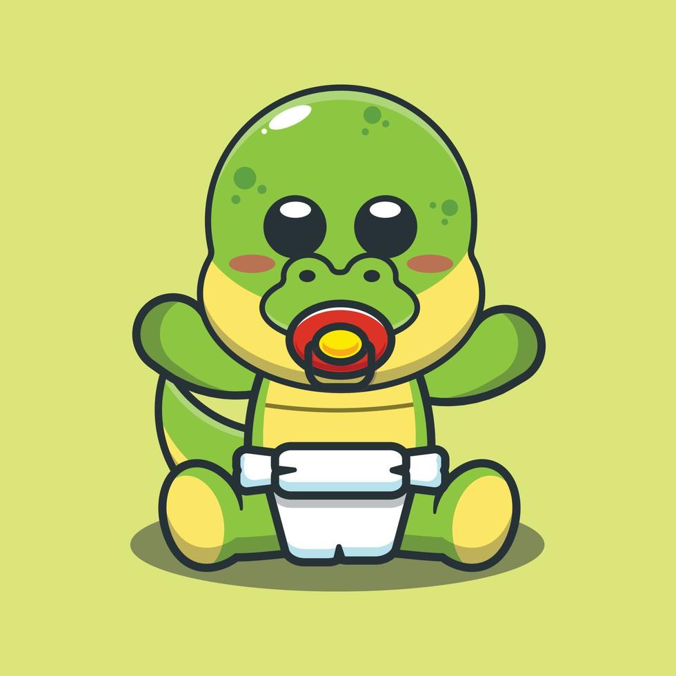 Cute baby dino cartoon vector illustration.