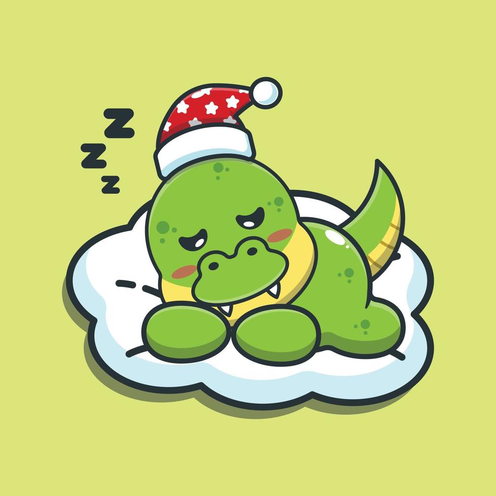 lindo dino dormir dibujos animados vector ilustración.