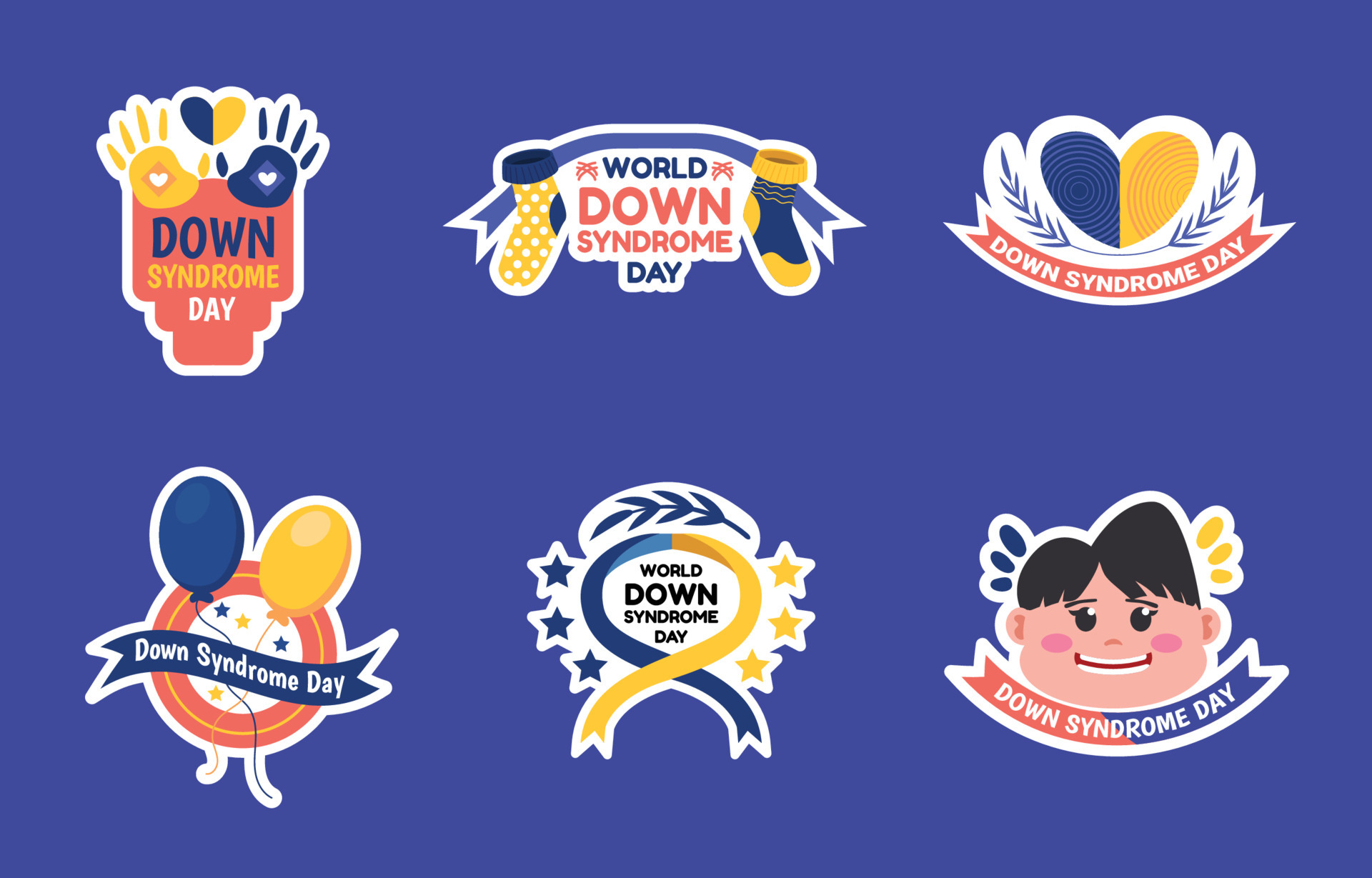 World Down Syndrome Day Sticker Set 5322295 Vector Art at Vecteezy