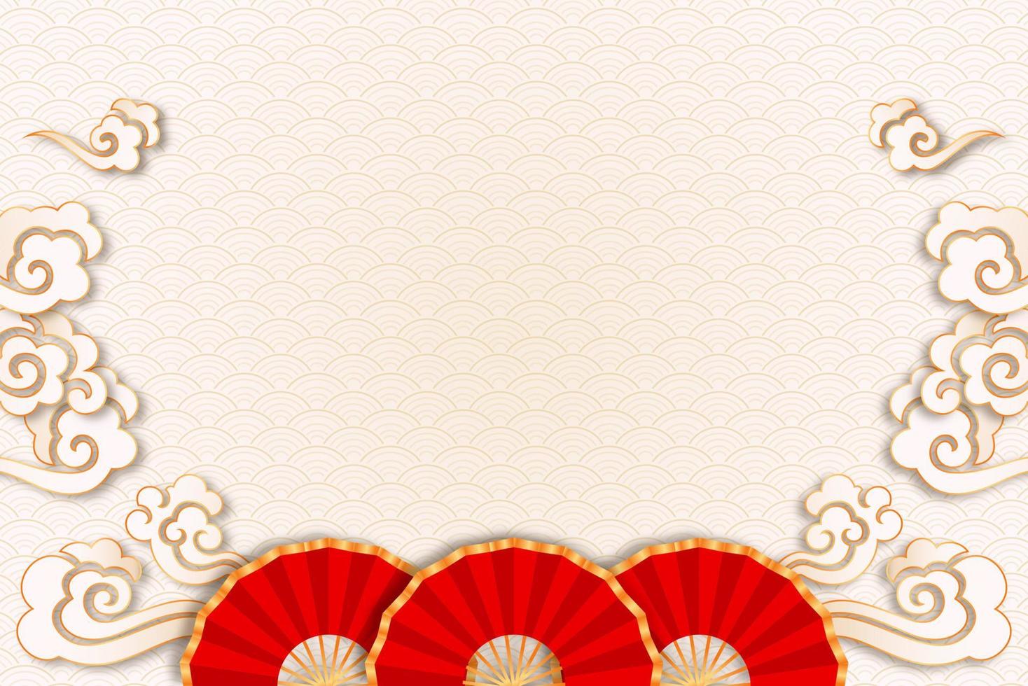 Chinese new year background with oriental style decoration vector