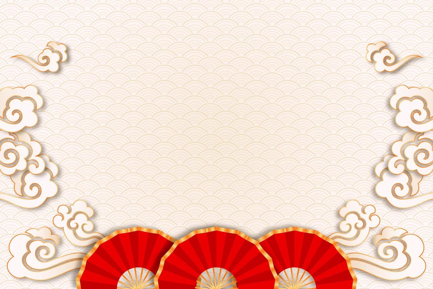 Chinese new year background with oriental style decoration vector