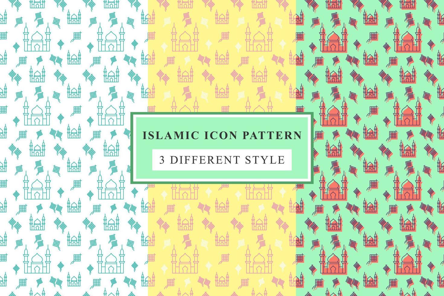 Islamic pattern Thin Line Icons on White Background ramadan design vector