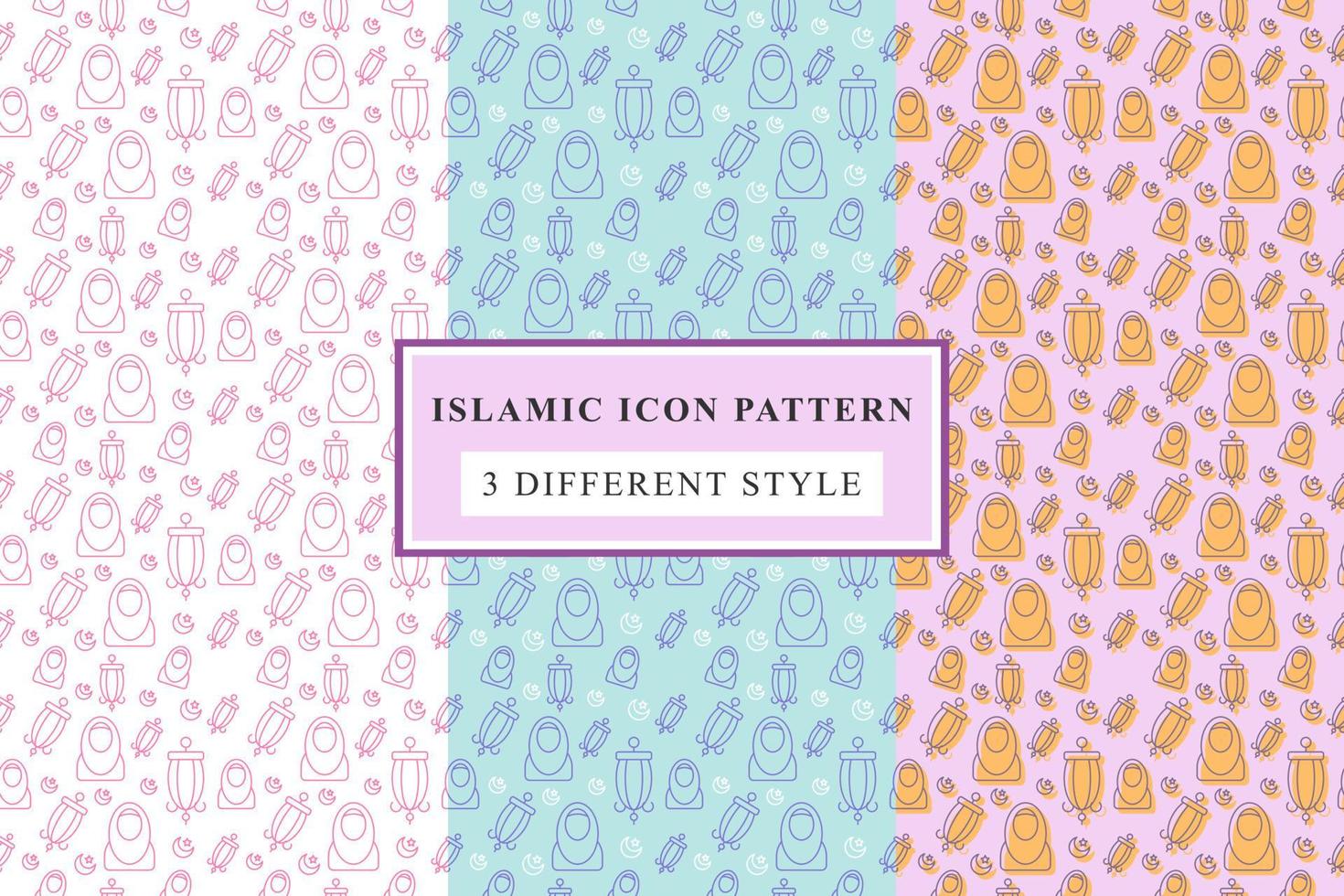 Islamic pattern Thin Line Icons on White Background ramadan design vector