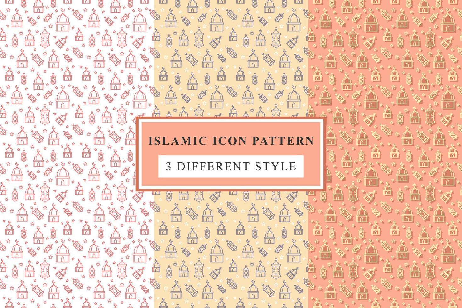 Islamic pattern Thin Line Icons on White Background ramadan design vector