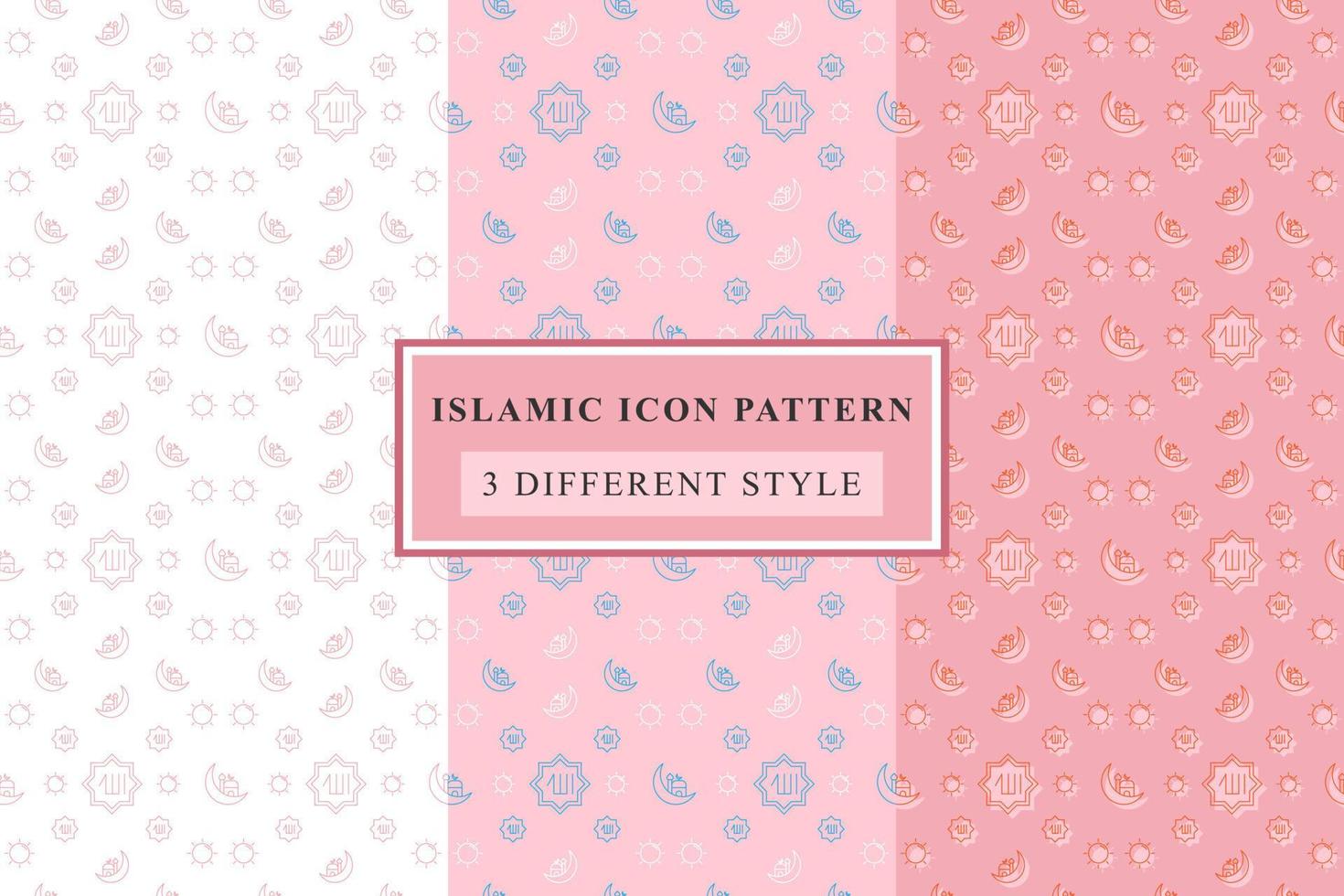 Islamic pattern Thin Line Icons on White Background ramadan design vector
