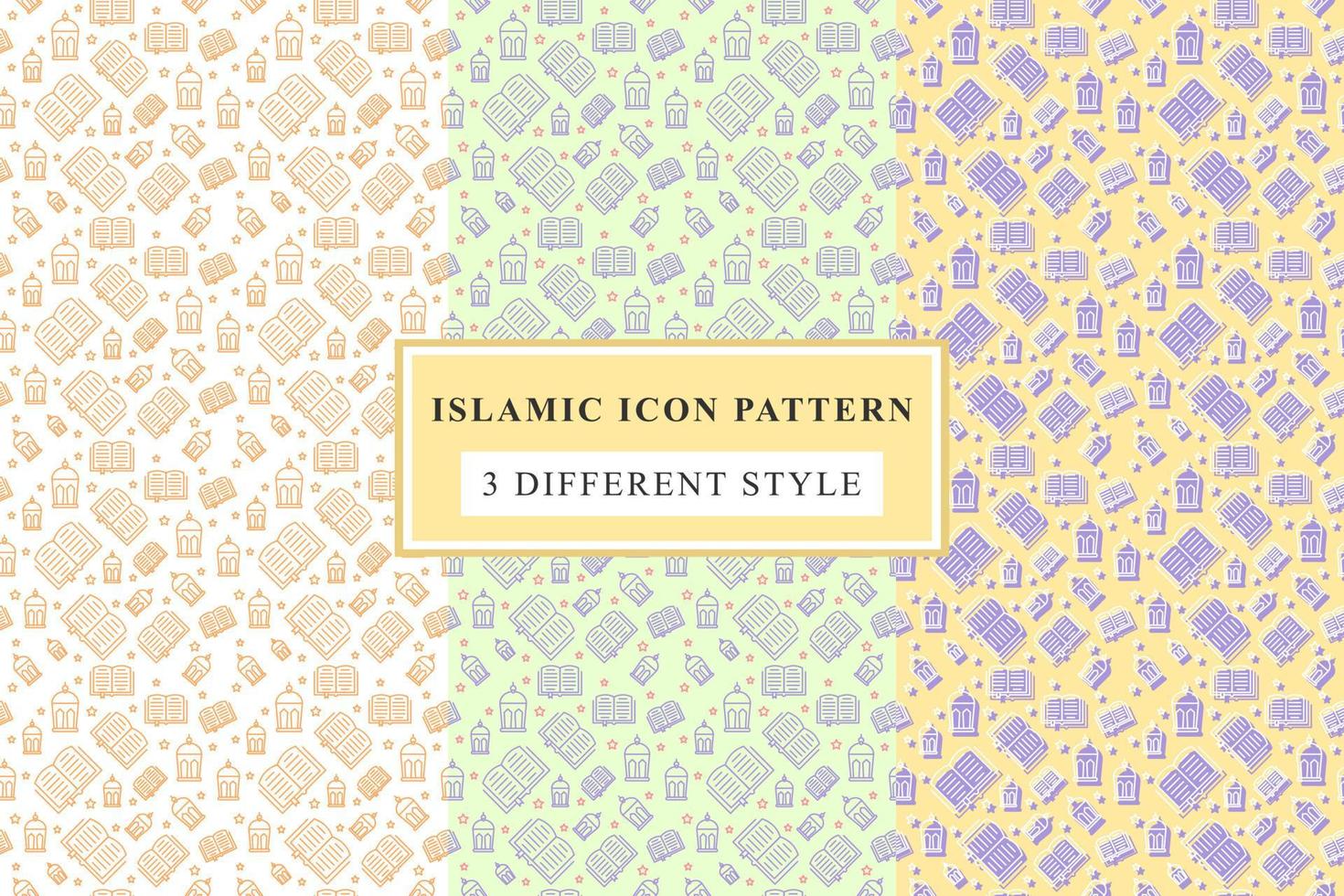 Islamic pattern Thin Line Icons on White Background ramadan design vector