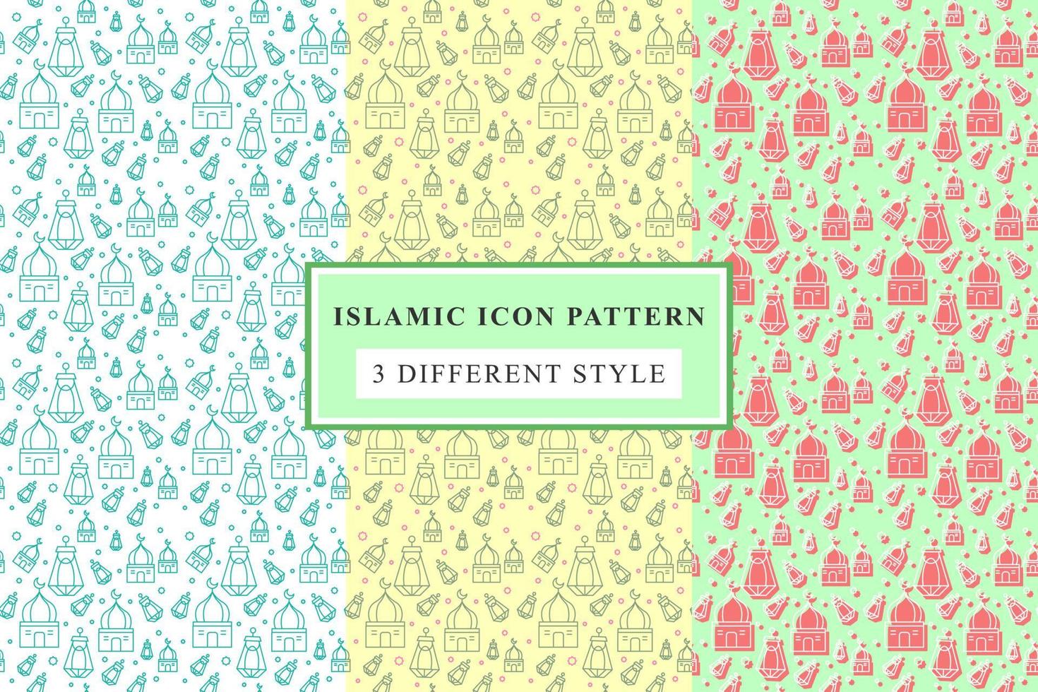 Islamic pattern Thin Line Icons on White Background ramadan design vector
