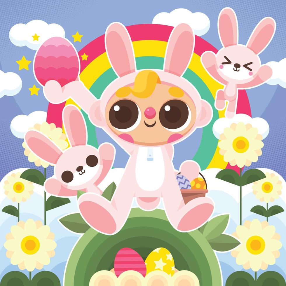 Celebrate Easter with Rabbits vector