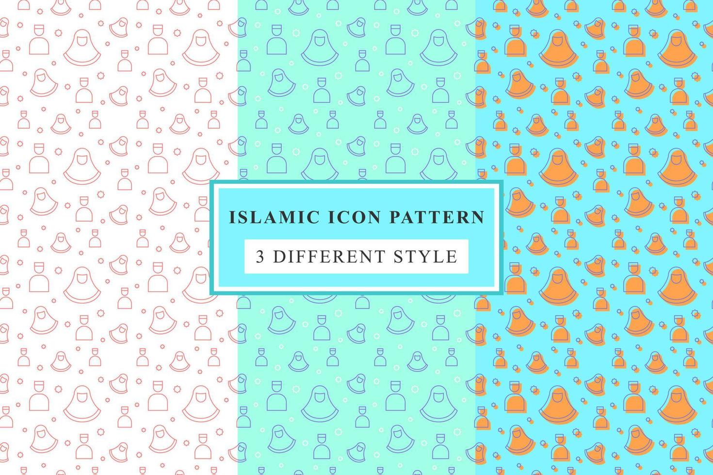 Islamic pattern Thin Line Icons on White Background ramadan design vector