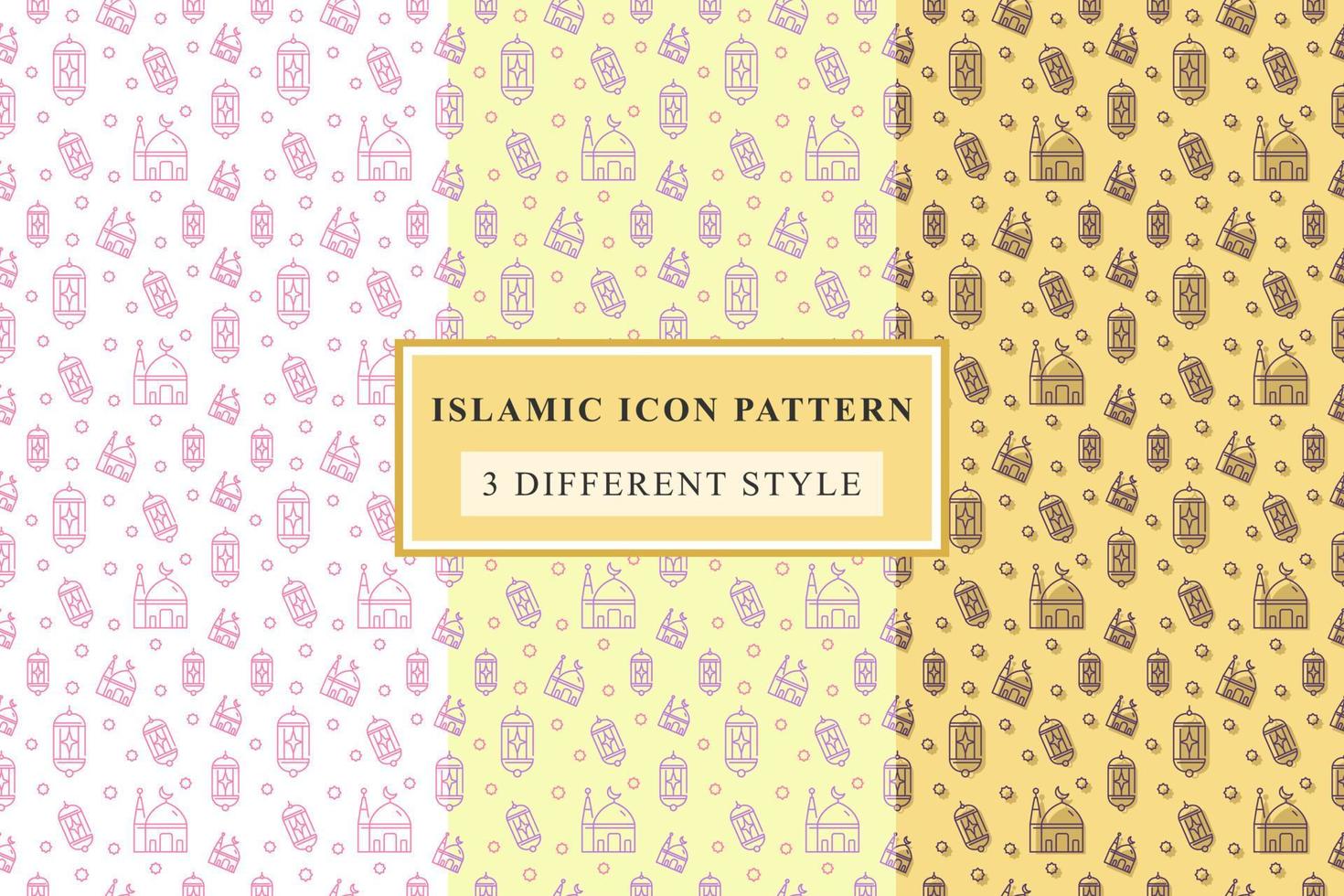 Islamic pattern Thin Line Icons on White Background ramadan design vector