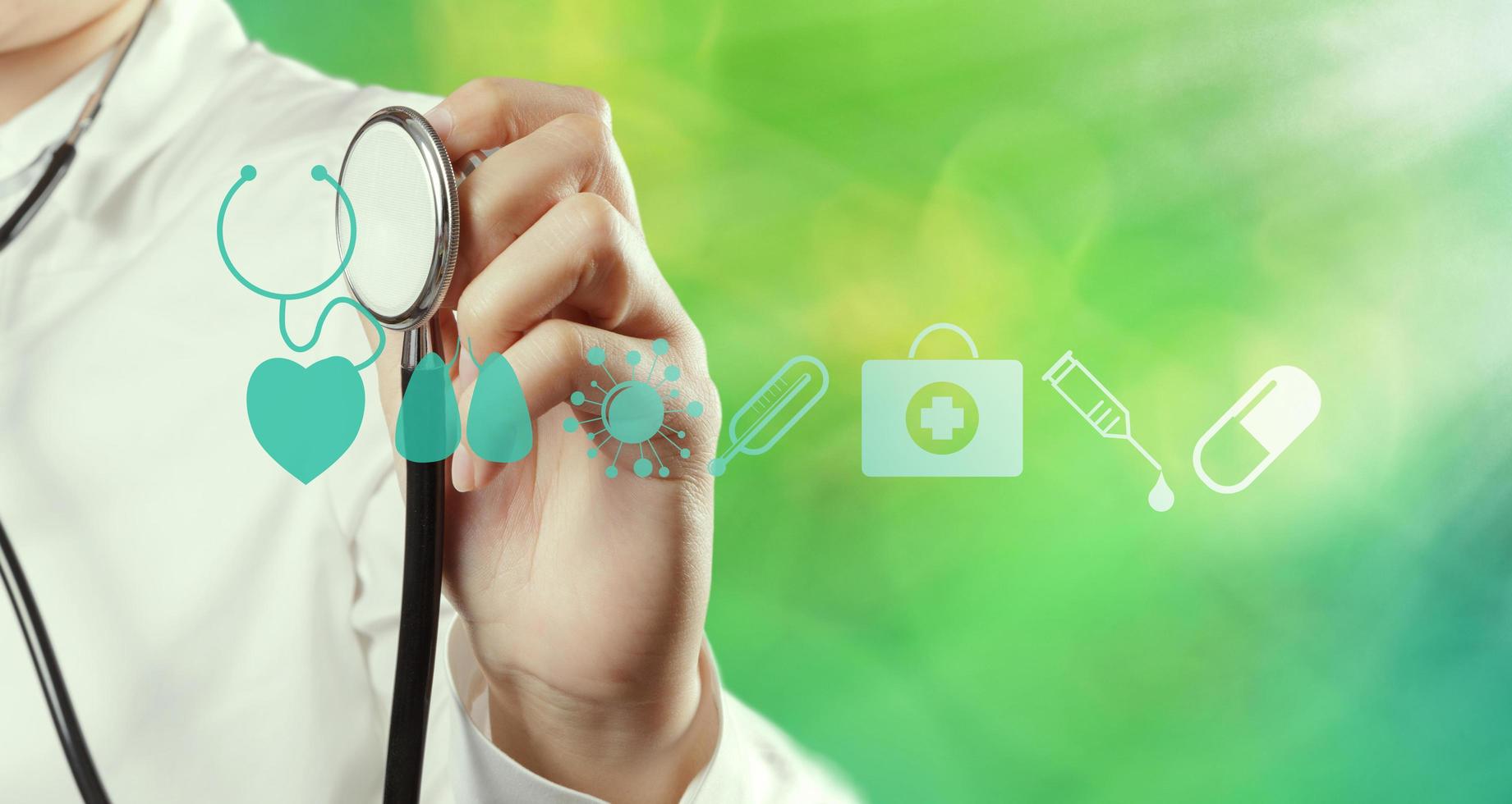 success smart medical doctor working with nature background as concept photo