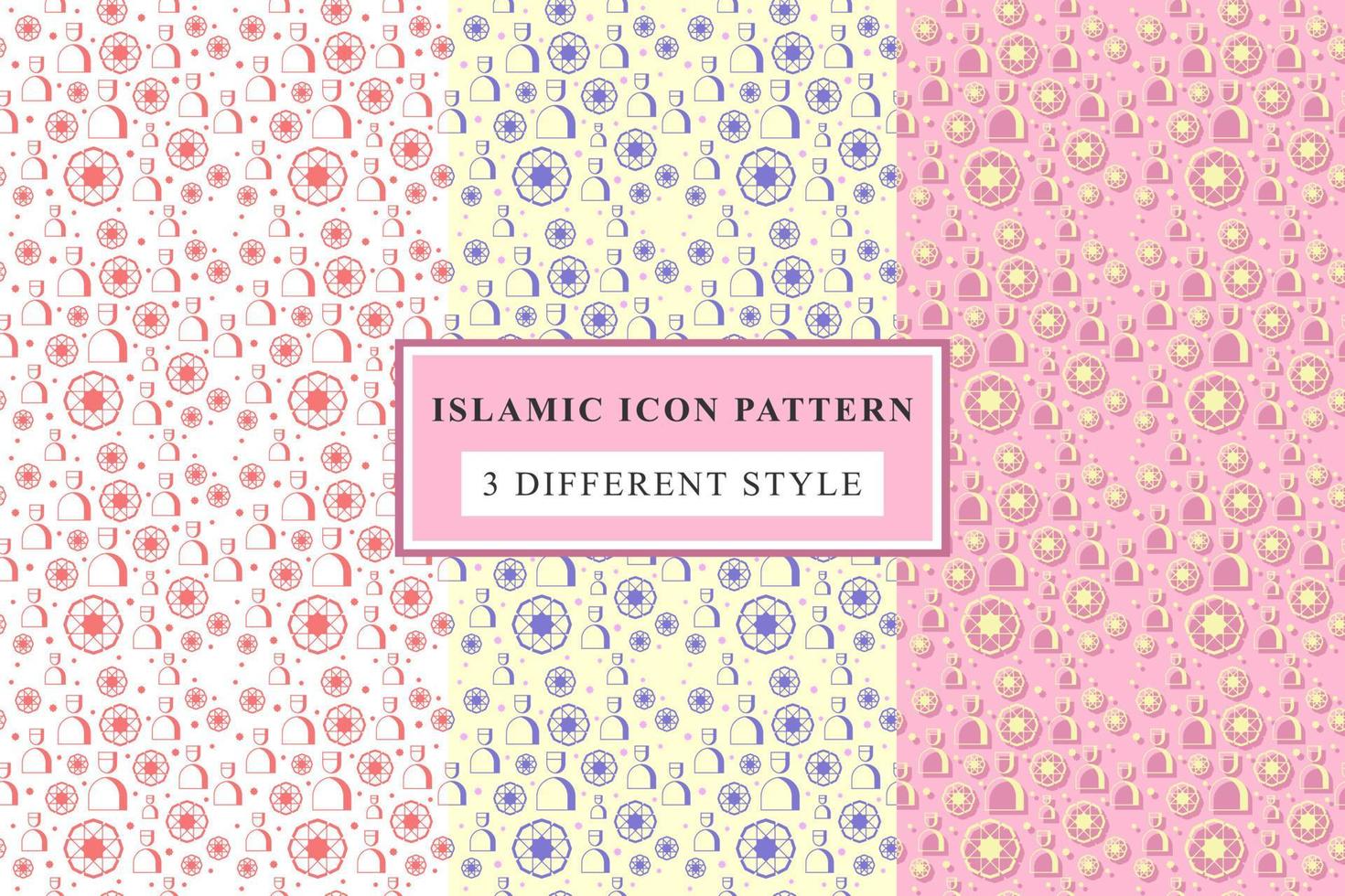 Islamic pattern Thin Line Icons on White Background ramadan design vector