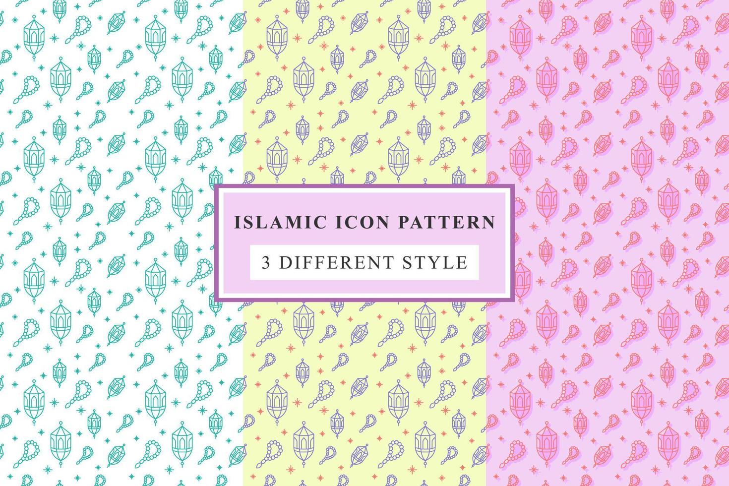Islamic pattern Thin Line Icons on White Background ramadan design vector