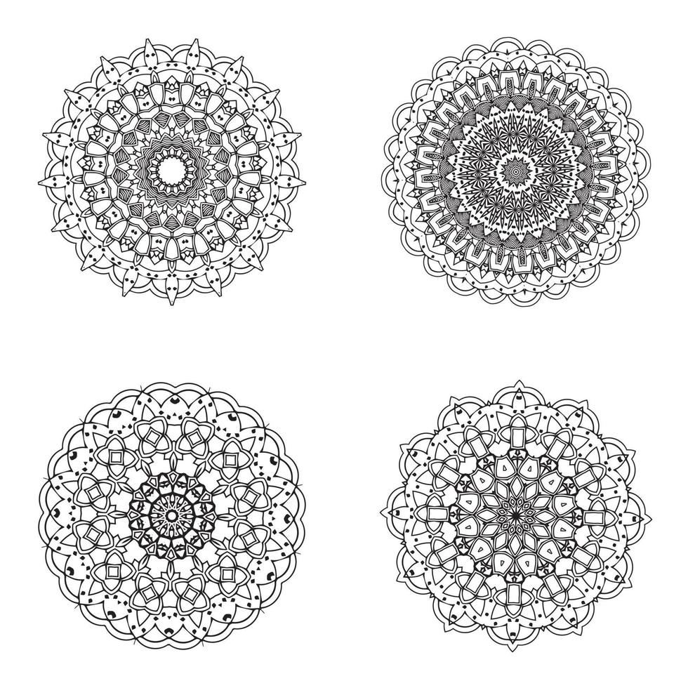 set bundle Black and white mandala vector element