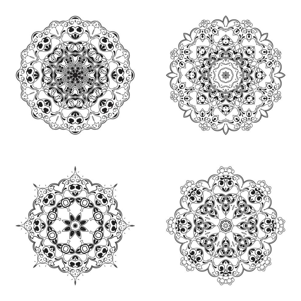 set bundle Black and white mandala vector element