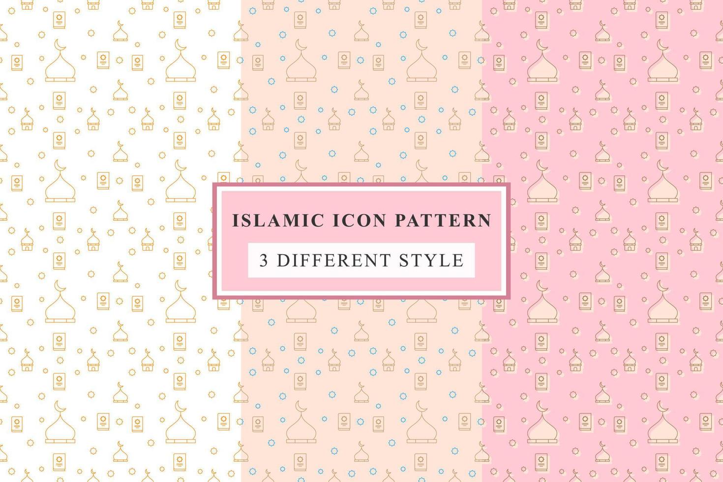 Islamic pattern Thin Line Icons on White Background ramadan design vector