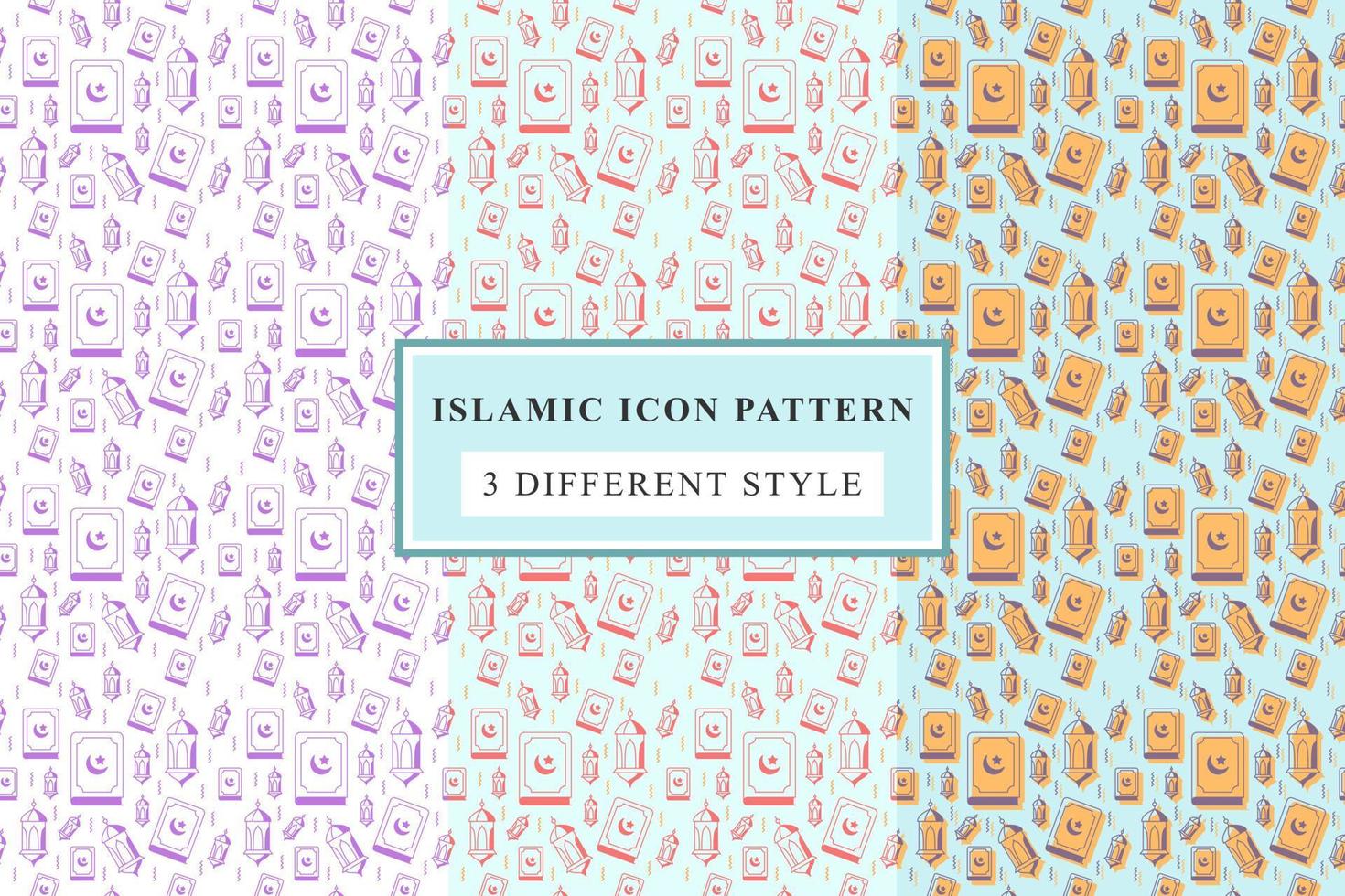 Islamic pattern Thin Line Icons on White Background ramadan design vector
