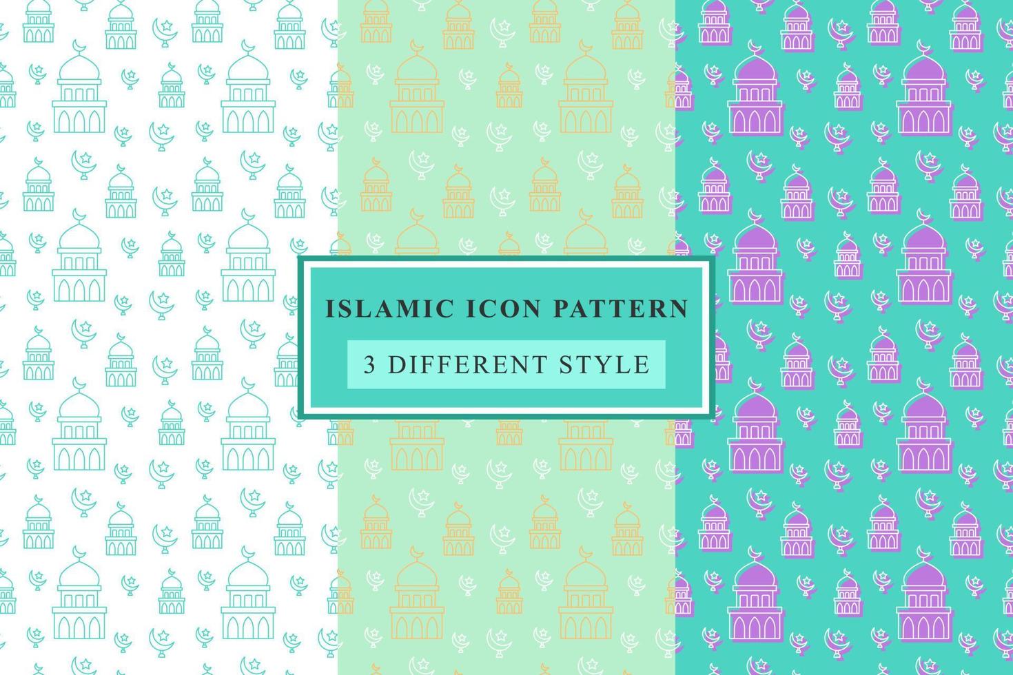 Islamic pattern Thin Line Icons on White Background ramadan design vector