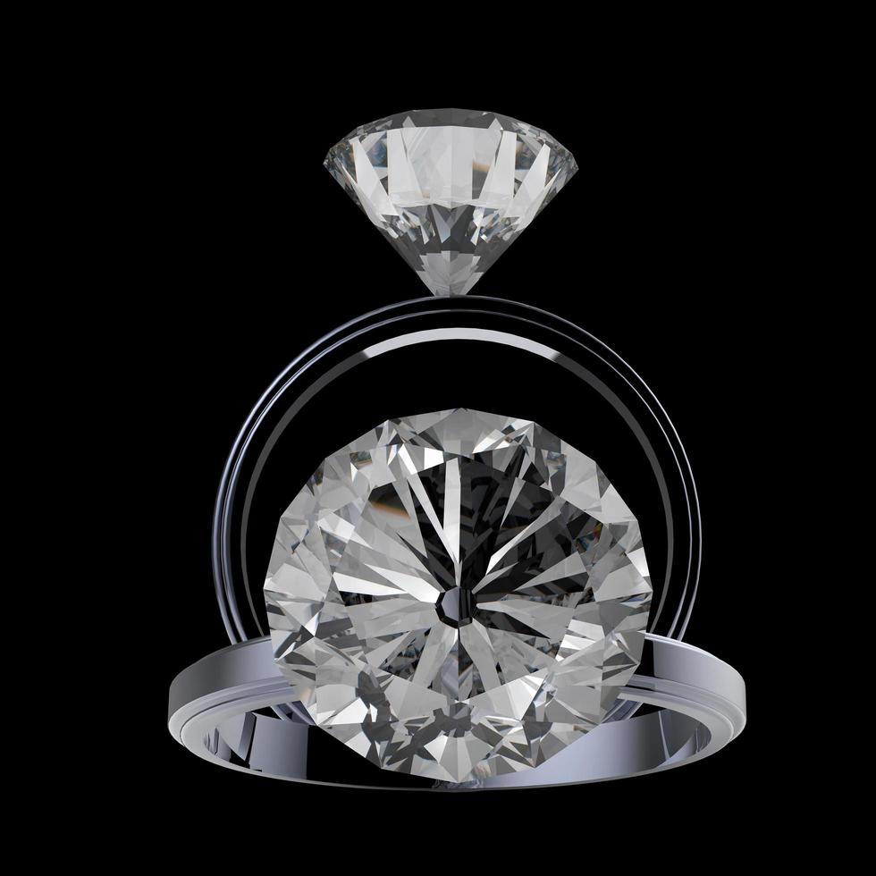 Representación 3d de anillos de diamantes foto