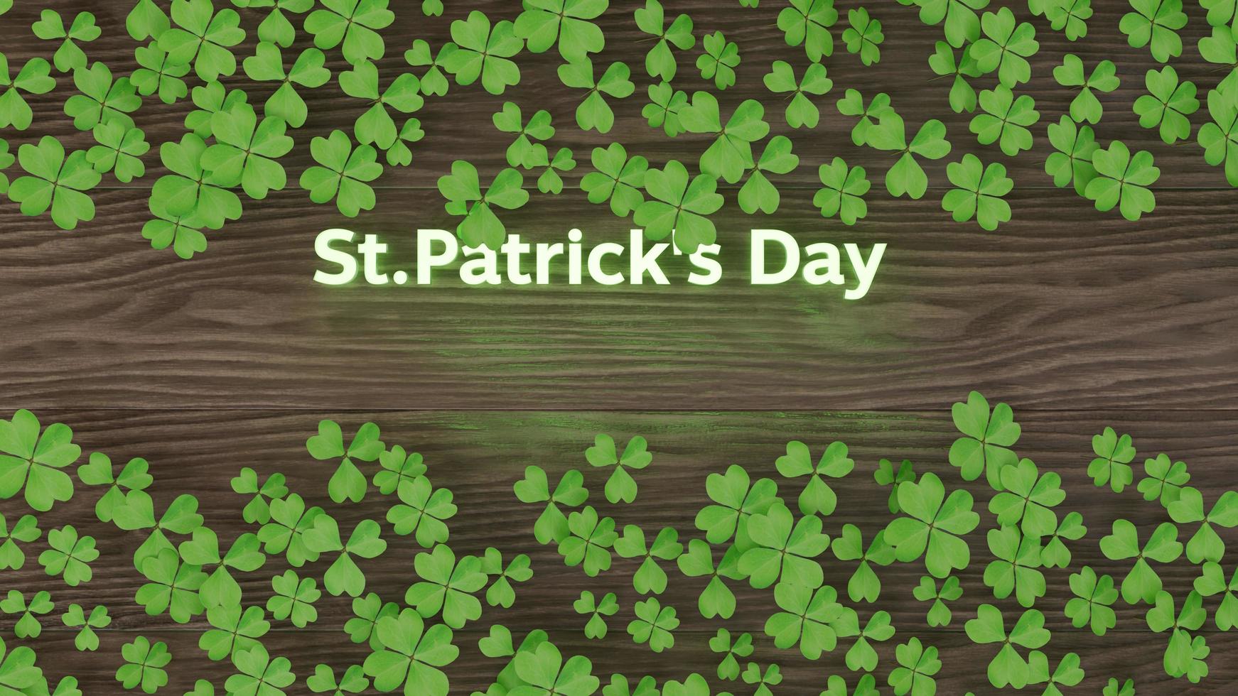 Saint Patrick s Day sign with green leaves 3D render illustration photo